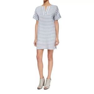 ATM Anthony Thomas Melillio Striped Grey Textured Shift Dress Cotton XS